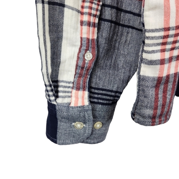 Banana Republic Untucked Slim Fit Plaid Double Layer Button Down Shirt Medium - Picture 5 of 8